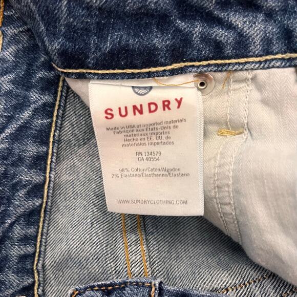 Sundry Jeans Size 24 Embroidered Hearts Seville Wash Button Fly Mid Rise Tapered - Picture 9 of 11